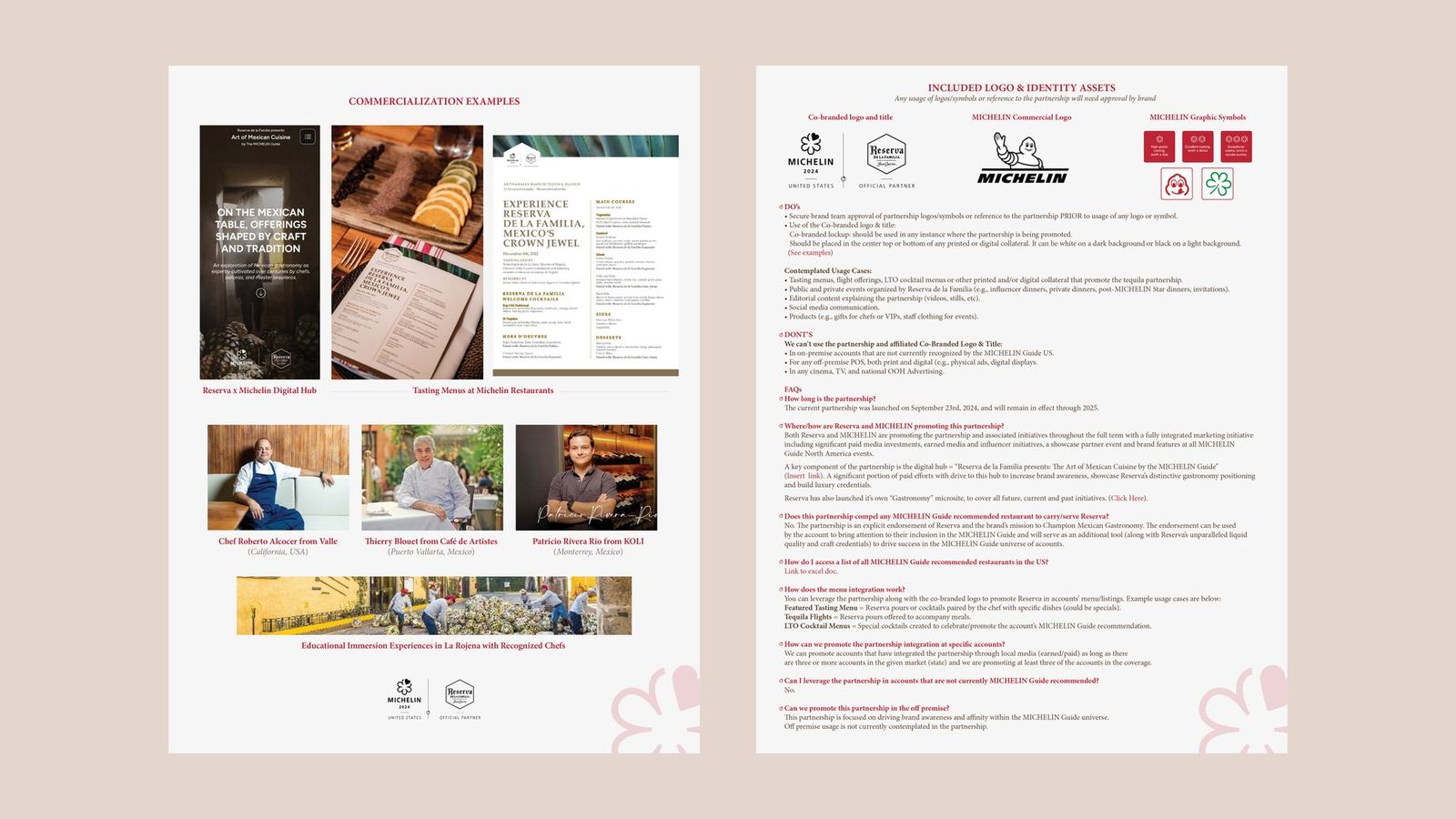 Partnership overview: commercialization examples and logo guidelines pages